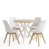 Set masa si scaune Dining, Alb, D80x75 cm