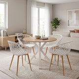 Set masa si scaune Dining, Alb, D80x75 cm