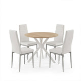 Set masa si scaune Dining, Alb, D80x75 cm