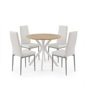Set masa si scaune Dining, Alb, D80x75 cm, imagine ambient