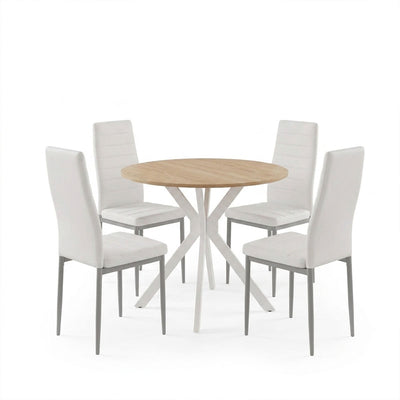 Set masa si scaune Dining, Alb, D80x75 cm, imagine ambient