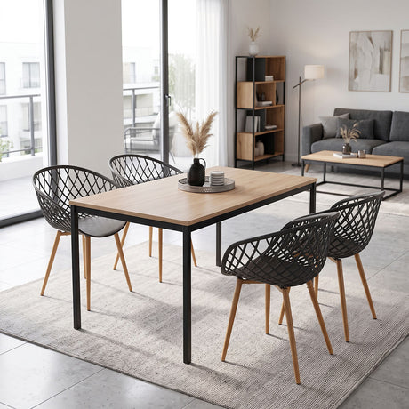 Set masa si scaune Dining, Antracit, 120x75x75 cm