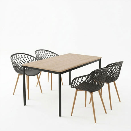 Set masa si scaune Dining, Antracit, 120x75x75 cm