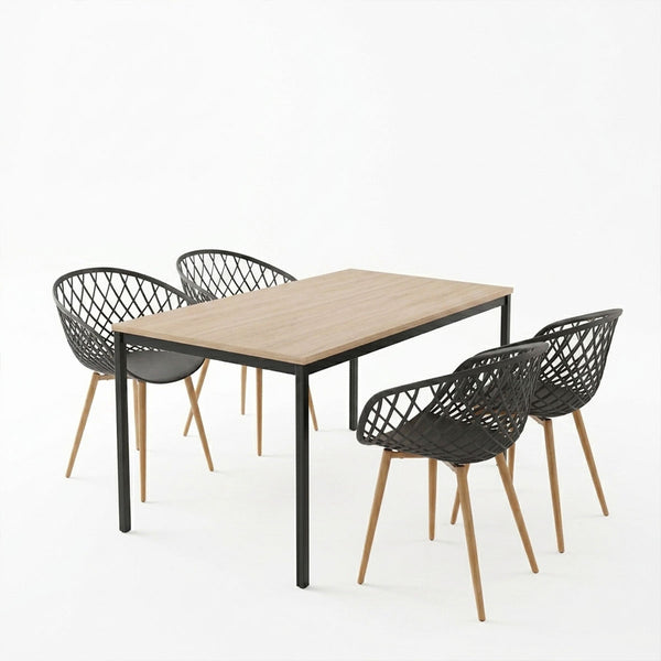 Set masa si scaune Dining, Antracit, 120x75x75 cm