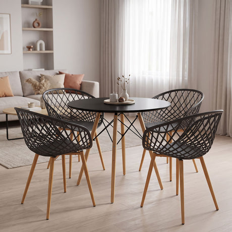 Set masa si scaune Dining, Antracit, D80x73 cm