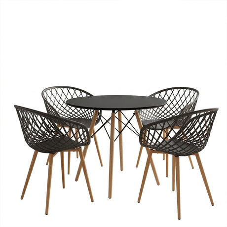 Set masa si scaune Dining, Antracit, D80x73 cm
