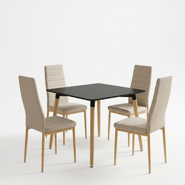 Set masa si scaune Dining, Bej, 80x80x76 cm