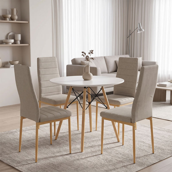 Set masa si scaune Dining, Bej, D80x73 cm