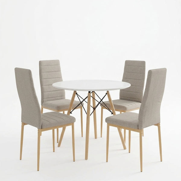 Set masa si scaune Dining, Bej, D80x73 cm