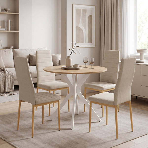 Set masa si scaune Dining, Bej, D80x75 cm