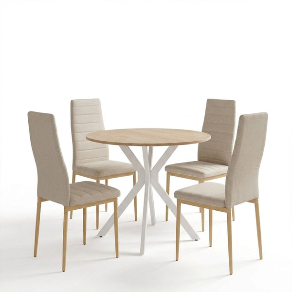 Set masa si scaune Dining, Bej, D80x75 cm