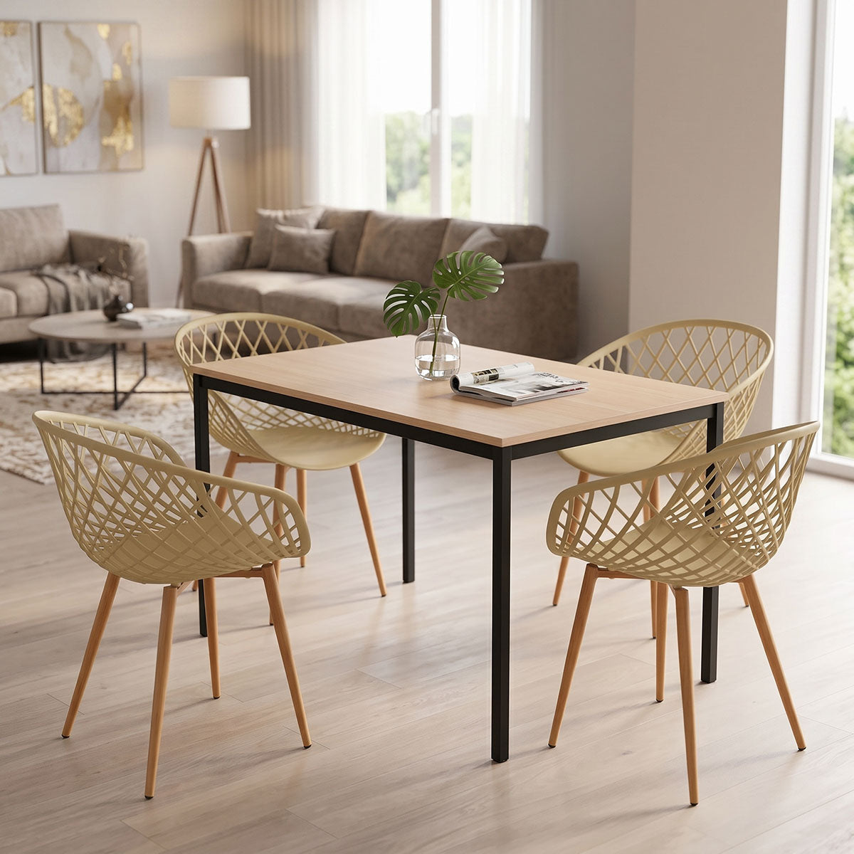 Set masa si scaune Dining, Cappuccino, 120x75x75 cm