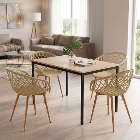 Set masa si scaune Dining, Cappuccino, 120x75x75 cm