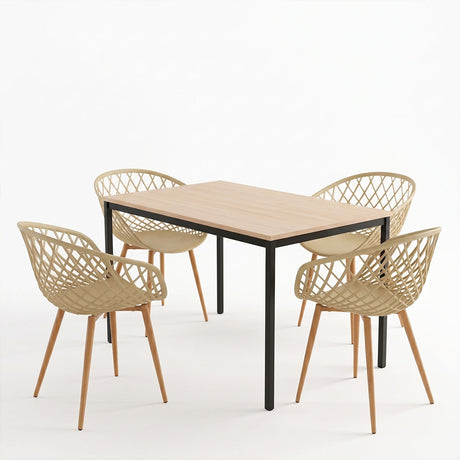 Set masa si scaune Dining, Cappuccino, 120x75x75 cm