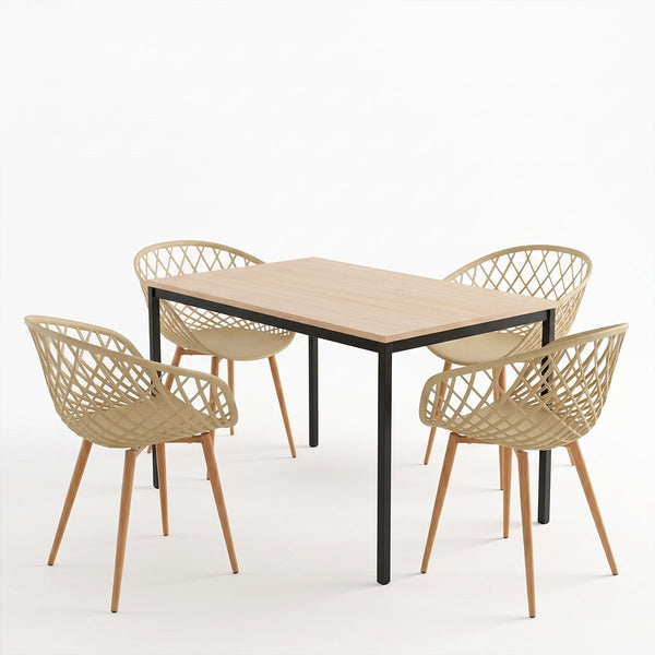 Set masa si scaune Dining, Cappuccino, 120x75x75 cm