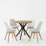 Set masa si scaune Dining, D80x75 cm - Alb