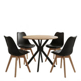 Set masa si scaune Dining, D80x75 cm - Negru
