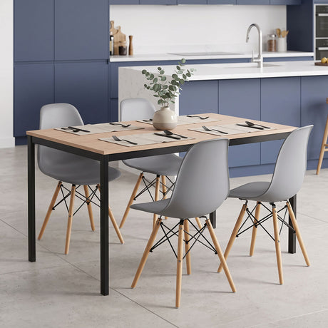 Set masa si scaune Dining, Gri, 120x75x75 cm