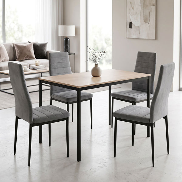Set masa si scaune Dining, Gri, 120x75x75 cm