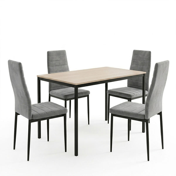 Set masa si scaune Dining, Gri, 120x75x75 cm