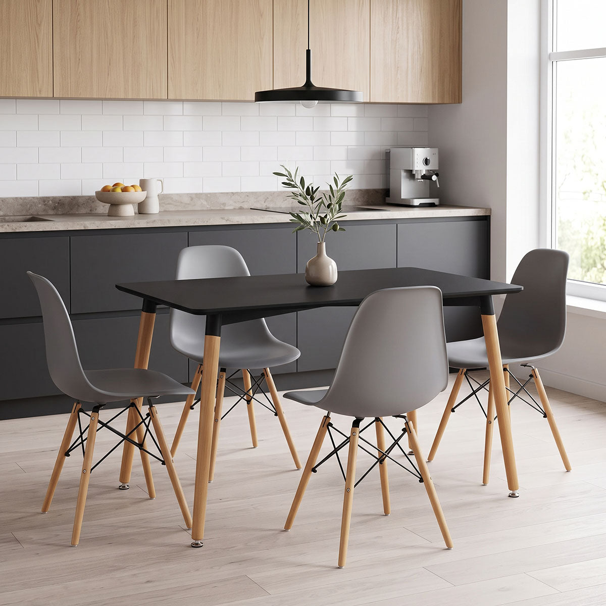 Set masa si scaune Dining, Gri, 80x80x76 cm