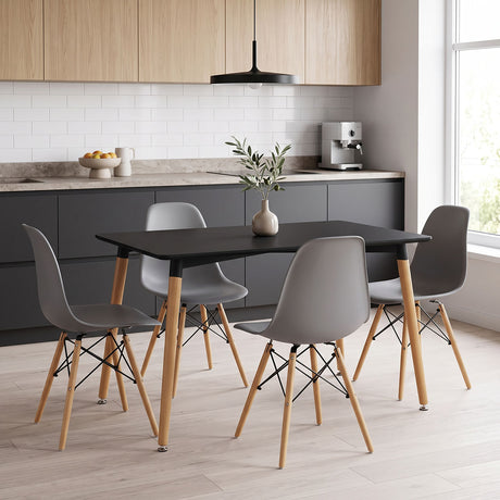 Set masa si scaune Dining, Gri, 80x80x76 cm