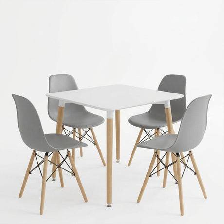 Set masa si scaune Dining, Gri, 80x80x76 cm