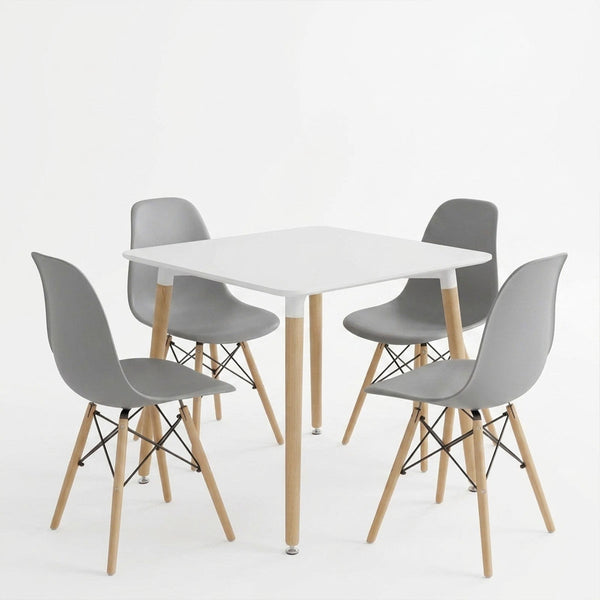 Set masa si scaune Dining, Gri, 80x80x76 cm
