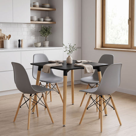 Set masa si scaune Dining, Gri, 80x80x76 cm