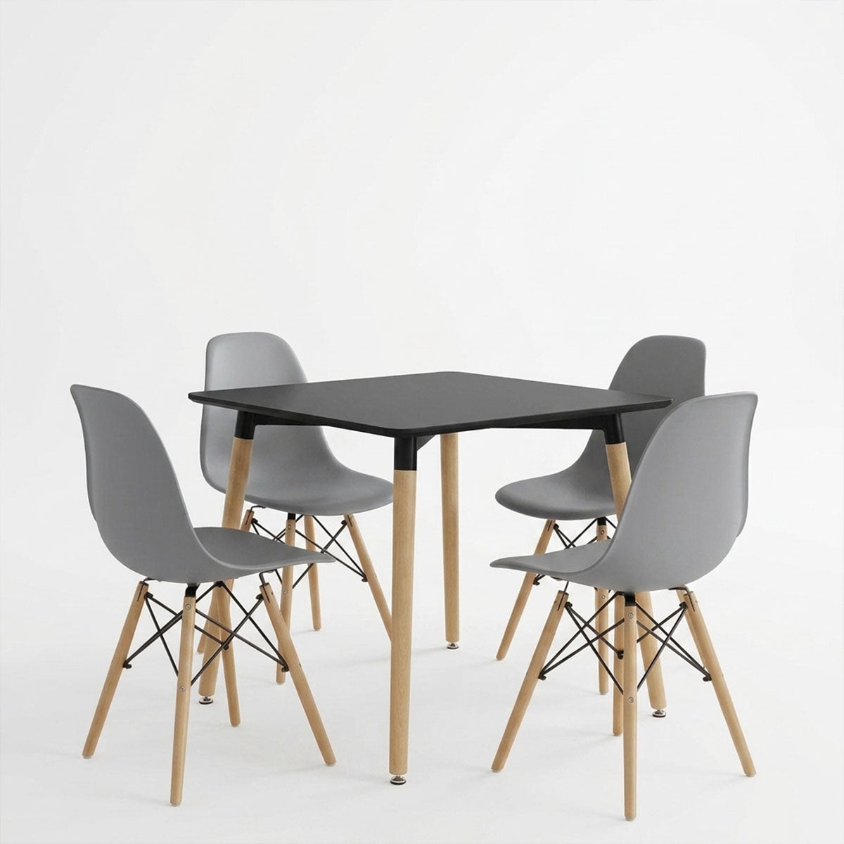 Set masa si scaune Dining, Gri, 80x80x76 cm