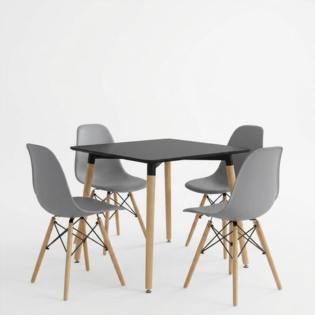 Set masa si scaune Dining, Gri, 80x80x76 cm