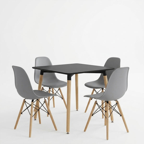 Set masa si scaune Dining, Gri, 80x80x76 cm
