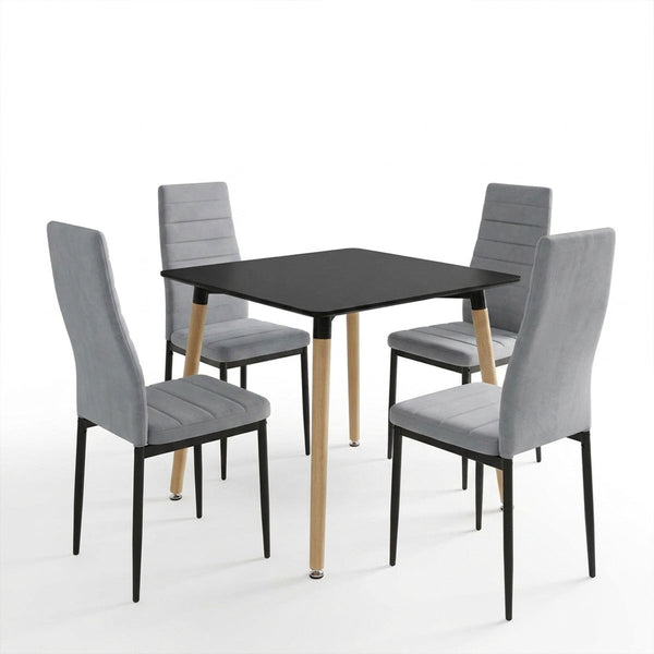 Set masa si scaune Dining, Gri, 80x80x76 cm