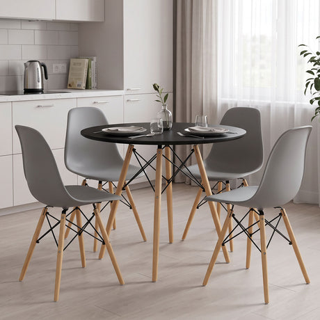 Set masa si scaune Dining, Gri, D80x73 cm