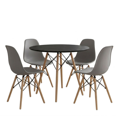 Set masa si scaune Dining, Gri, D80x73 cm