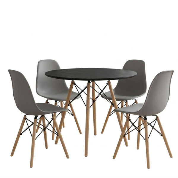 Set masa si scaune Dining, Gri, D80x73 cm