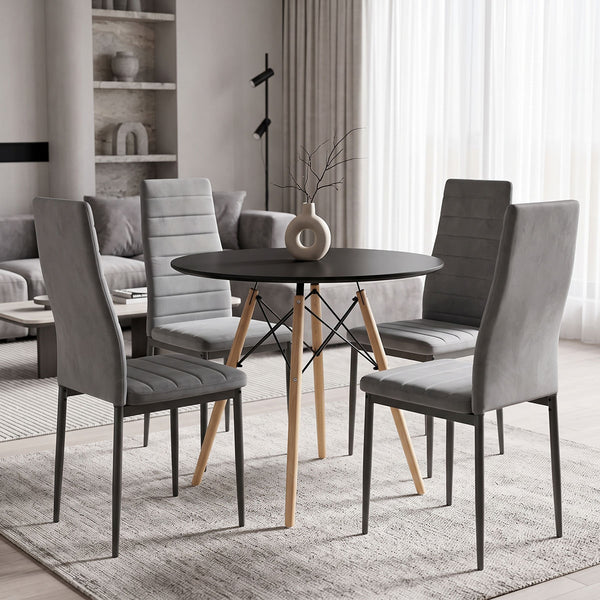 Set masa si scaune Dining, Gri, D80x73 cm