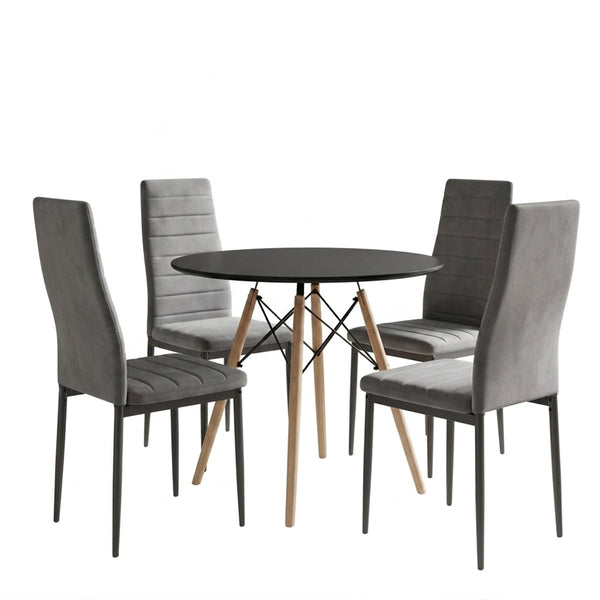 Set masa si scaune Dining, Gri, D80x73 cm