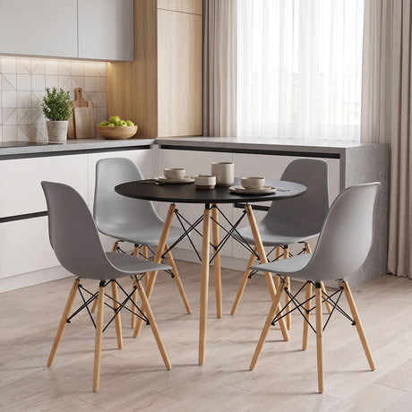 Set masa si scaune Dining, Gri, D80x73 cm