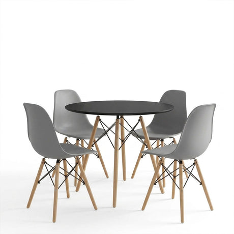 Set masa si scaune Dining, Gri, D80x73 cm