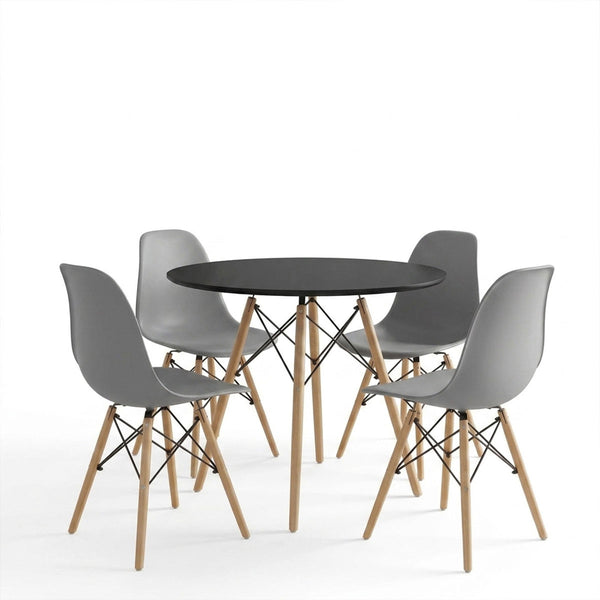 Set masa si scaune Dining, Gri, D80x73 cm