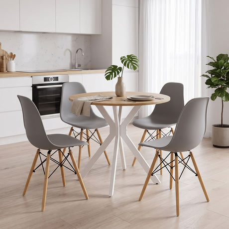 Set masa si scaune Dining, Gri, D80x75 cm