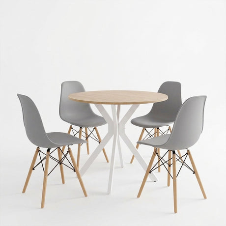 Set masa si scaune Dining, Gri, D80x75 cm