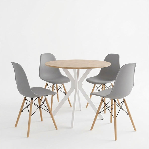 Set masa si scaune Dining, Gri, D80x75 cm