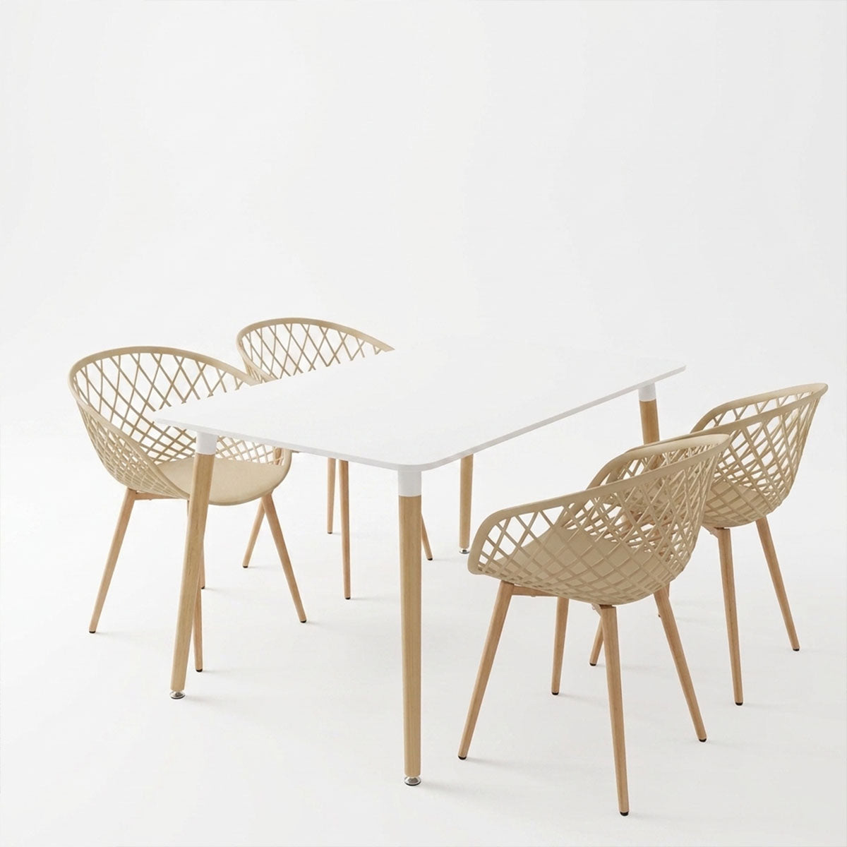 Set masa si scaune Dining, MDF, 80x80x76 cm - Alb