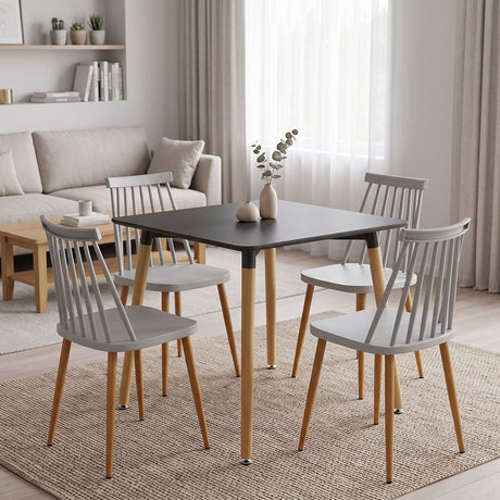 Set masa si scaune Dining, Metal, Alb, 80x80x76 cm