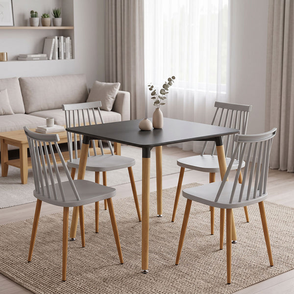 Set masa si scaune Dining, Metal, Alb, 80x80x76 cm