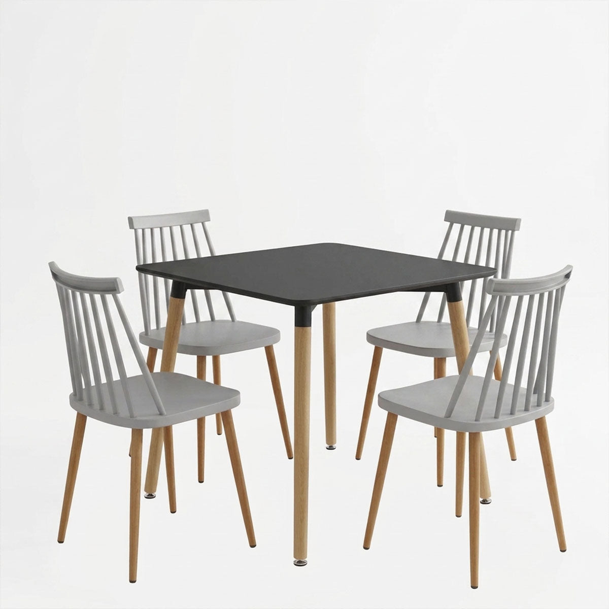 Set masa si scaune Dining, Metal, Alb, 80x80x76 cm