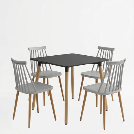 Set masa si scaune Dining, Metal, Alb, 80x80x76 cm