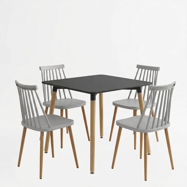 Set masa si scaune Dining, Metal, Alb, 80x80x76 cm